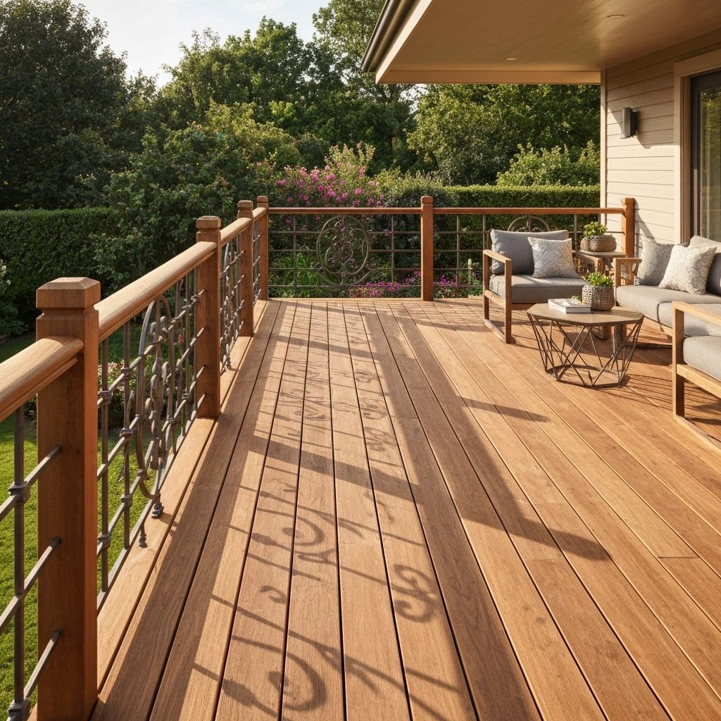 Beautiful composite deck with railing and outdoor furniture